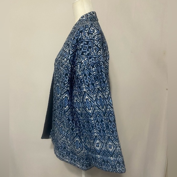 J. Jill Pure Jill open front ikat print quilted cotton jacket - Picture 5 of 8